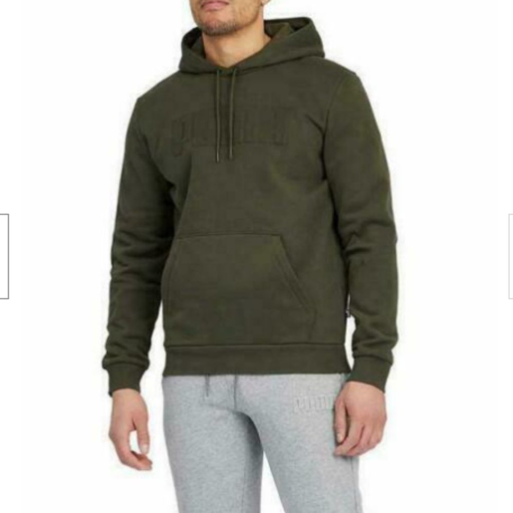 Puma Men's Pullover Hooded Olive Green Hoodie Sweatshirt M